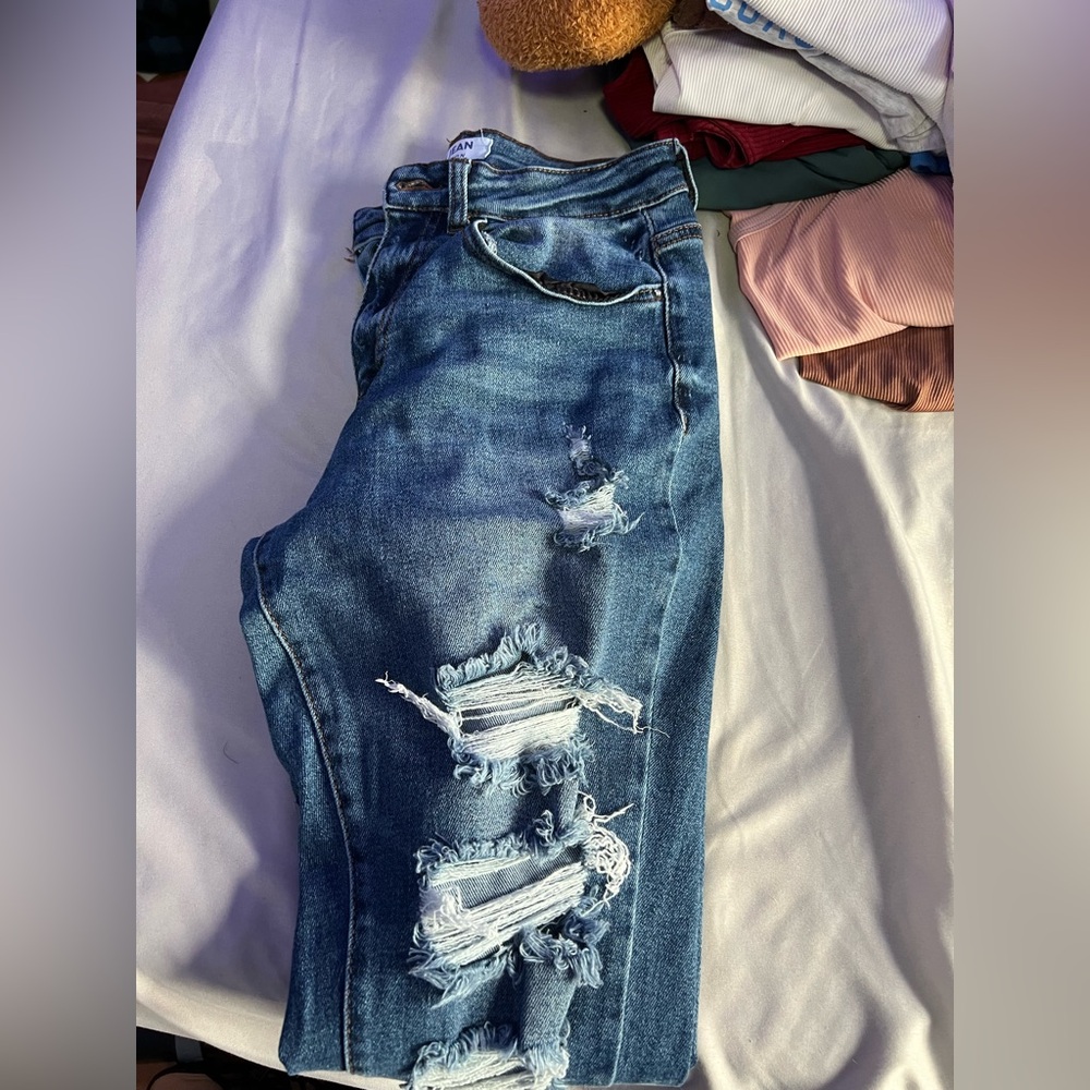 Wax Jean Blue Distressed Flare Jeans